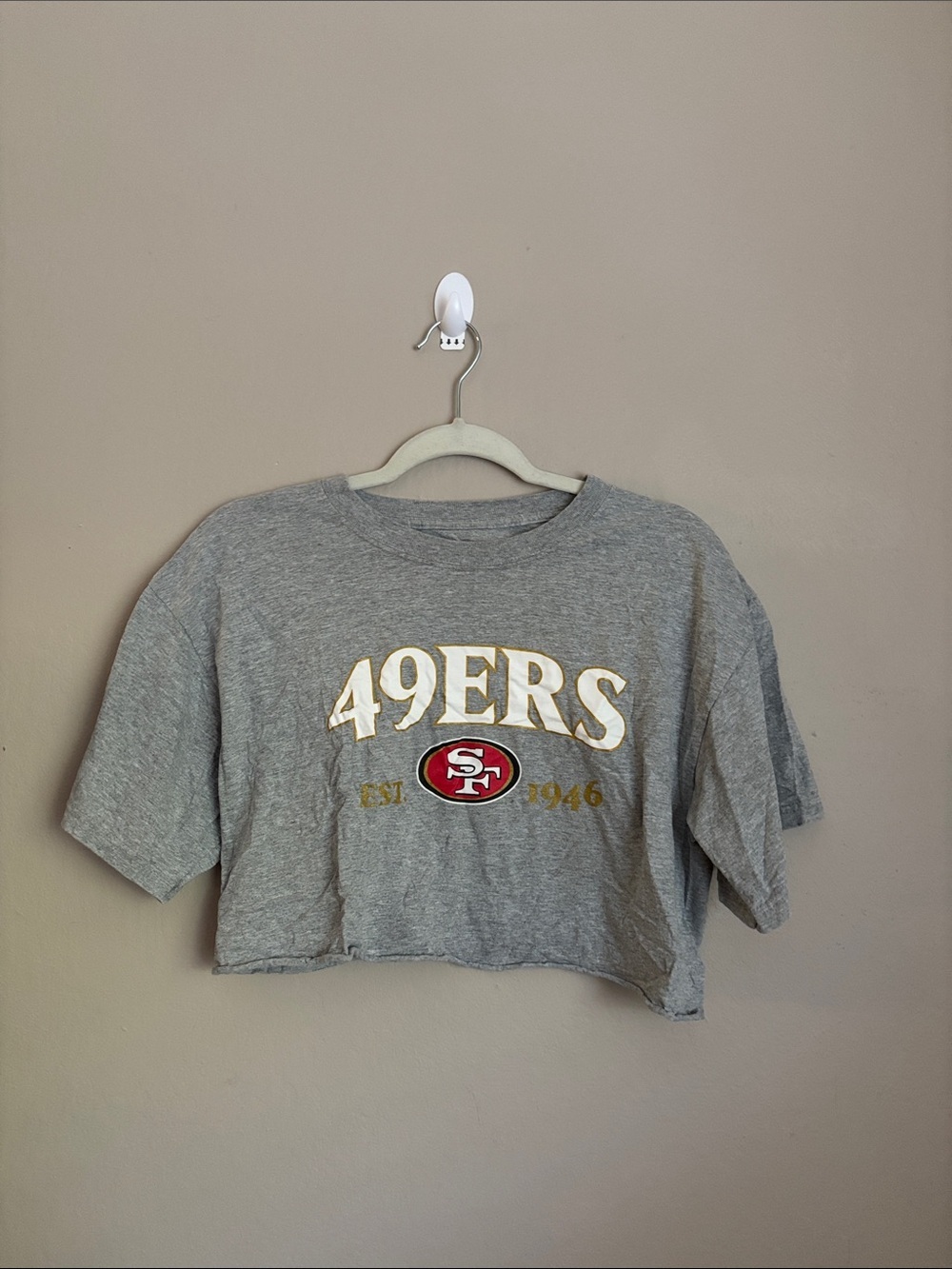 NFL San Francisco 49ers Grey Cropped Tee size large
